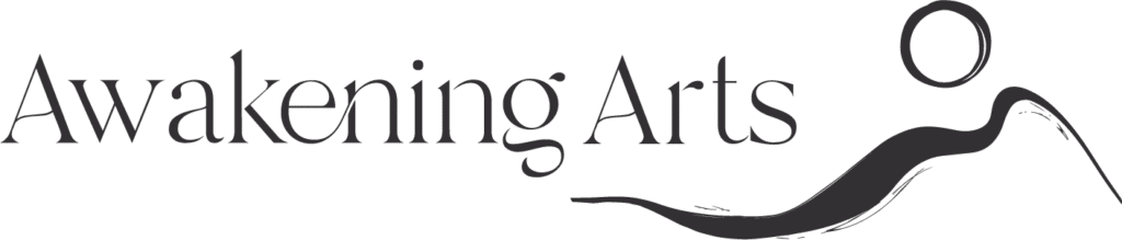 black and white logo awakening arts